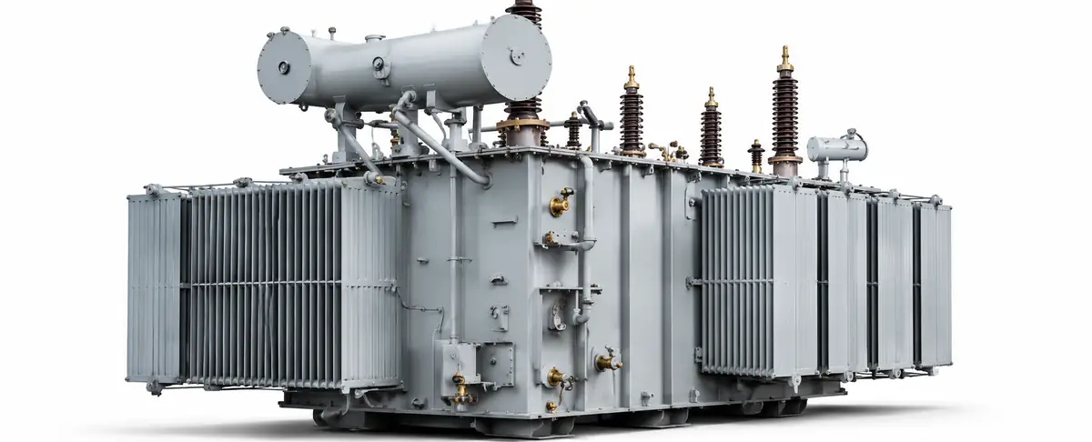 Oil immersed power transformer in an outdoor substation yard